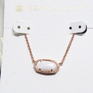 Kendra Scott Elisa white Pearl Rose Gold Pendant Necklace NEW